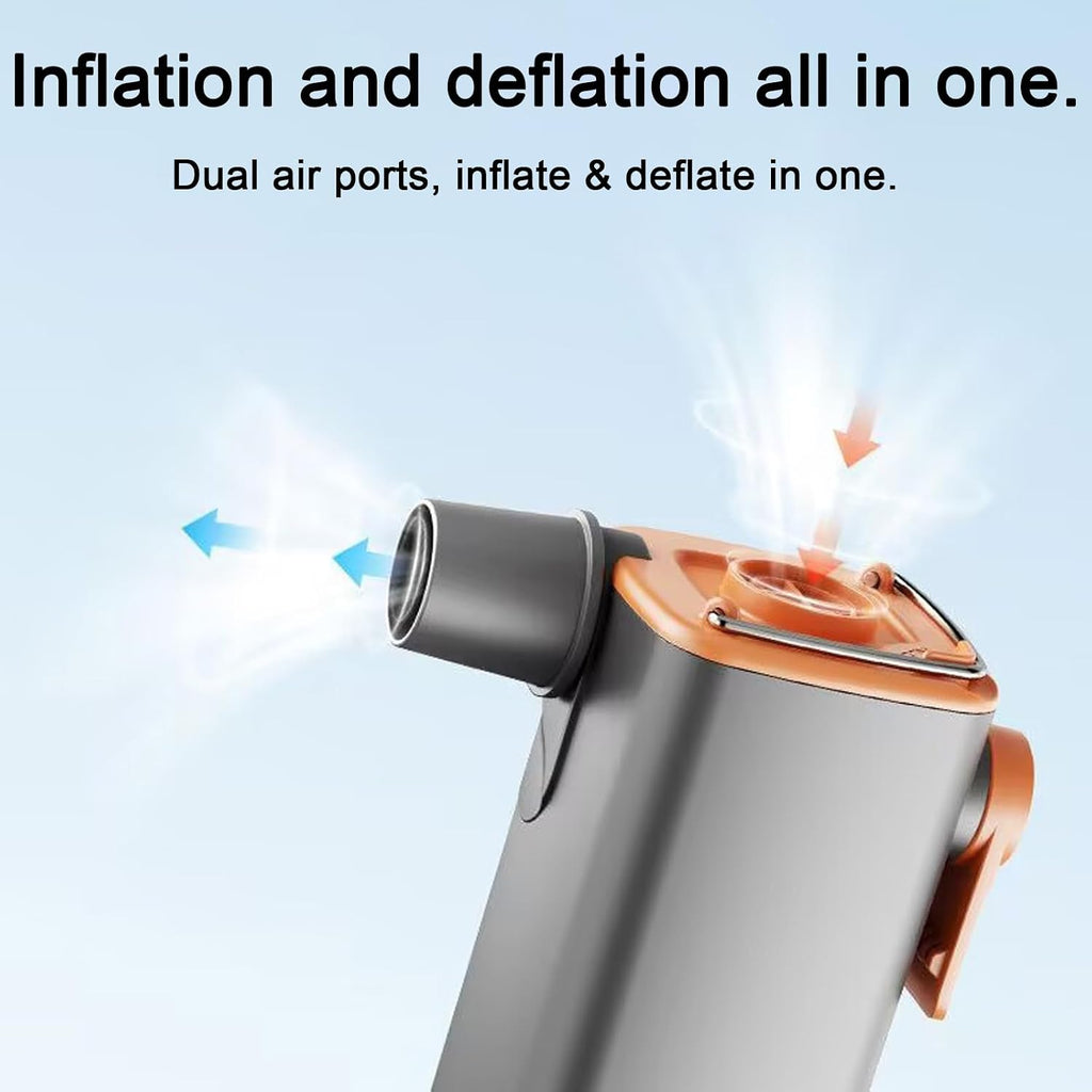 Mini Portable Air Pump 3in1 Rechargeable w/Lantern, Inflate/Deflate Pool Floats, Air Mattress, Camping Essentials, Pool Accessories, Compact, Long Battery, USB-C