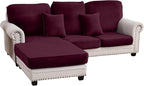 Couch Cover 3-Piece Elastic Velvet Couch Cushion Covers & Chaise Slipcovers by Taque