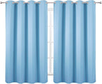 LEMOMO Blackout Curtains 66 x 54 Inch Long Sky Blue Curtains Set of 2 Panels - Image 2