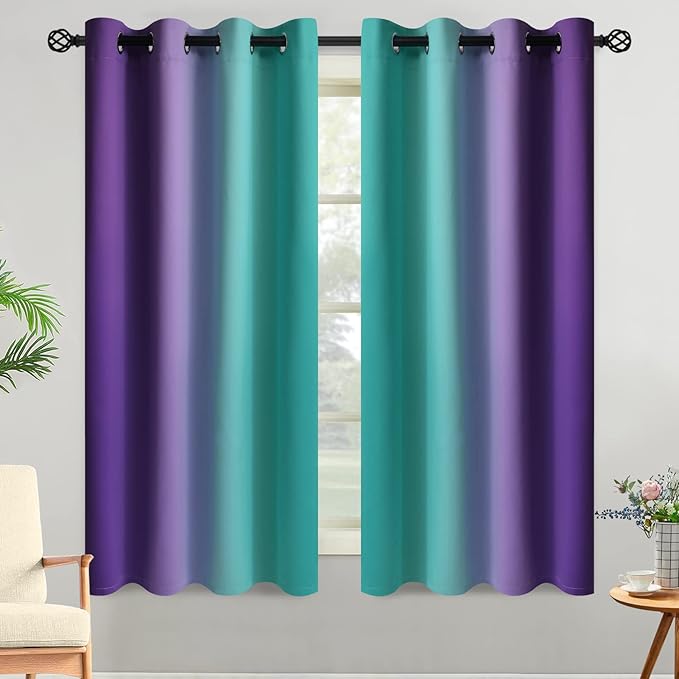 Yakamok Ombre Teal and Purple Curtains by Yakamok