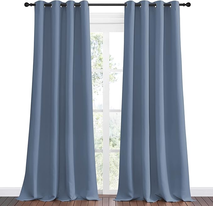 NICETOWN Stone Blue Room Darkening Curtain Panels 108" Length - Image 2