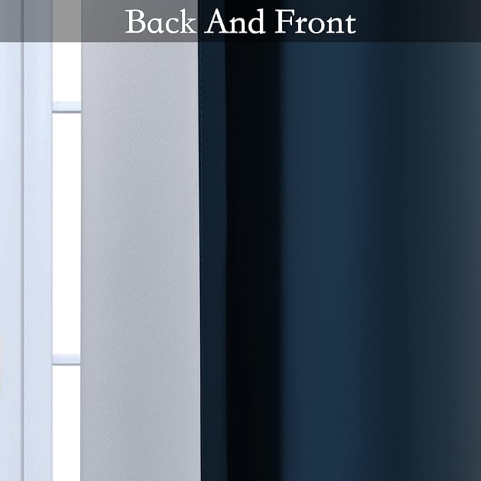 SimpleHome Navy Blue Ombre Room Darkening Curtains - Image 5