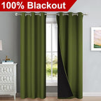 NICETOWN Blackout Curtains 80 inches Long, 2 Pieces, Olive Green, Full Light - Image 2