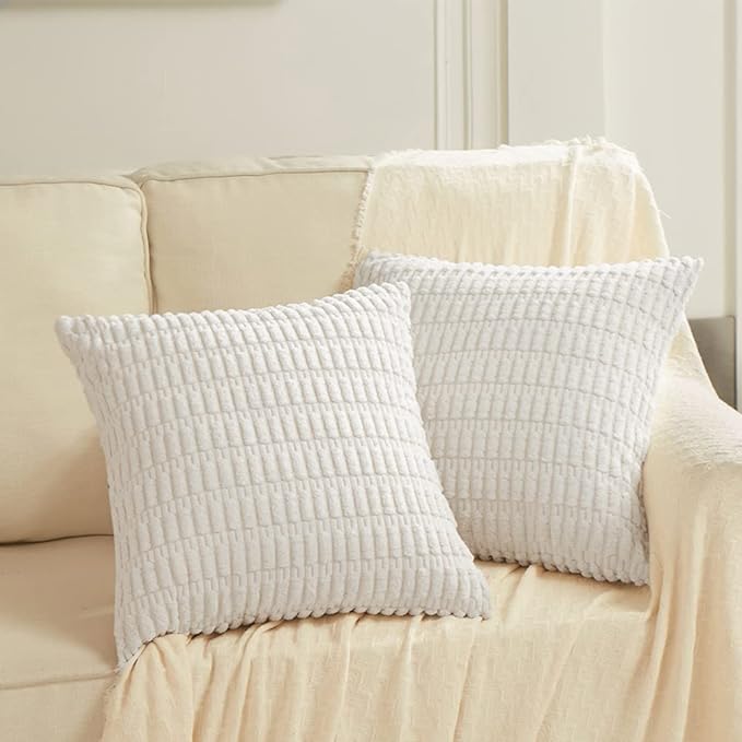 Fancy Homi 4 Packs Pure White Decorative Throw Pillow Covers 20x20 Inch - Image 6