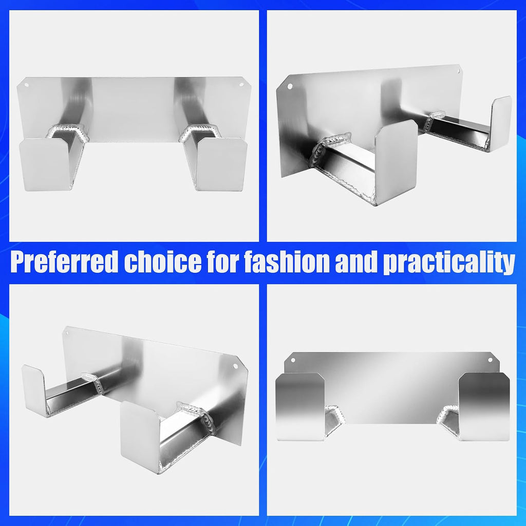 Suspended Aluminum Storage Rack Double Utility Hook Dual Helmet Holder Suitable for Enclosed Race Trailer Garage Shop Hanger Motorcycle ATV Bike Snowmobile Helmets Silver