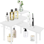 Homode Kitchen Countertop Organizer Corner Shelf, Bathroom Counter Organizers and Storage, 3 Tier Wood Shelf Organizer Space Saver for Make Up, Dresser Table, Desktop, White