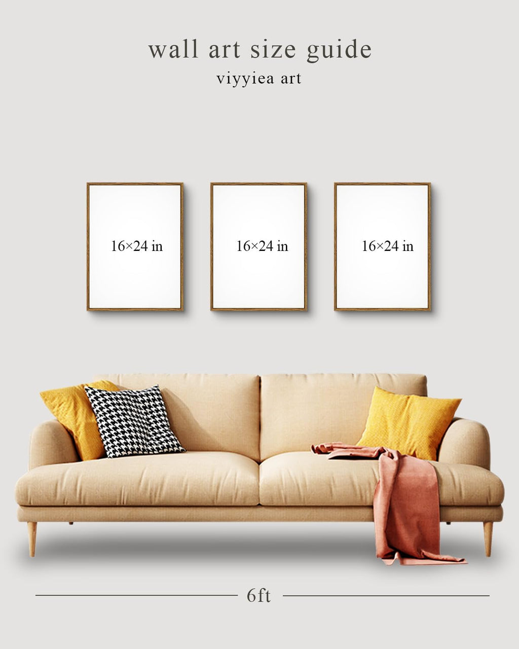 VIYYIEA Large Framed Canvas Wall Art, 3 Pcs Above Bed Wall Decor, Nature Farm Vintage Landscape Paintings Decor for Living Room, 16x24inch