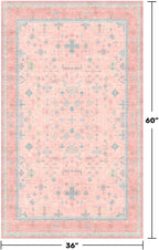 Washable 3x5 Pink Rugs for Girls Bedroom Beside Bed, Nursery Rug, Soft Faux - Image 2