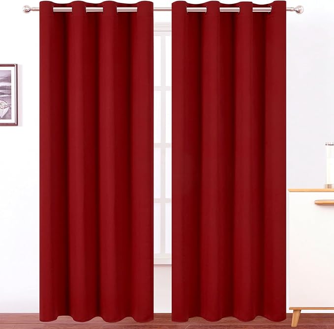 LEMOMO Blackout Curtains 52 x 120 Inch Long Red Curtains Set of 2 Panels Room by Lemomo