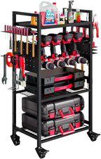 INGIORDAR Power Tool Organizer storage Cart with Charging Station,Black