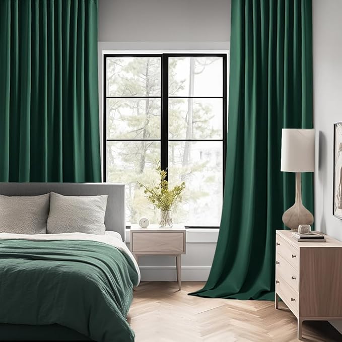 MIULEE Christmas Hunter Green Back Tab Blackout Curtains 102 Inch Long 2 Panels - Image 2