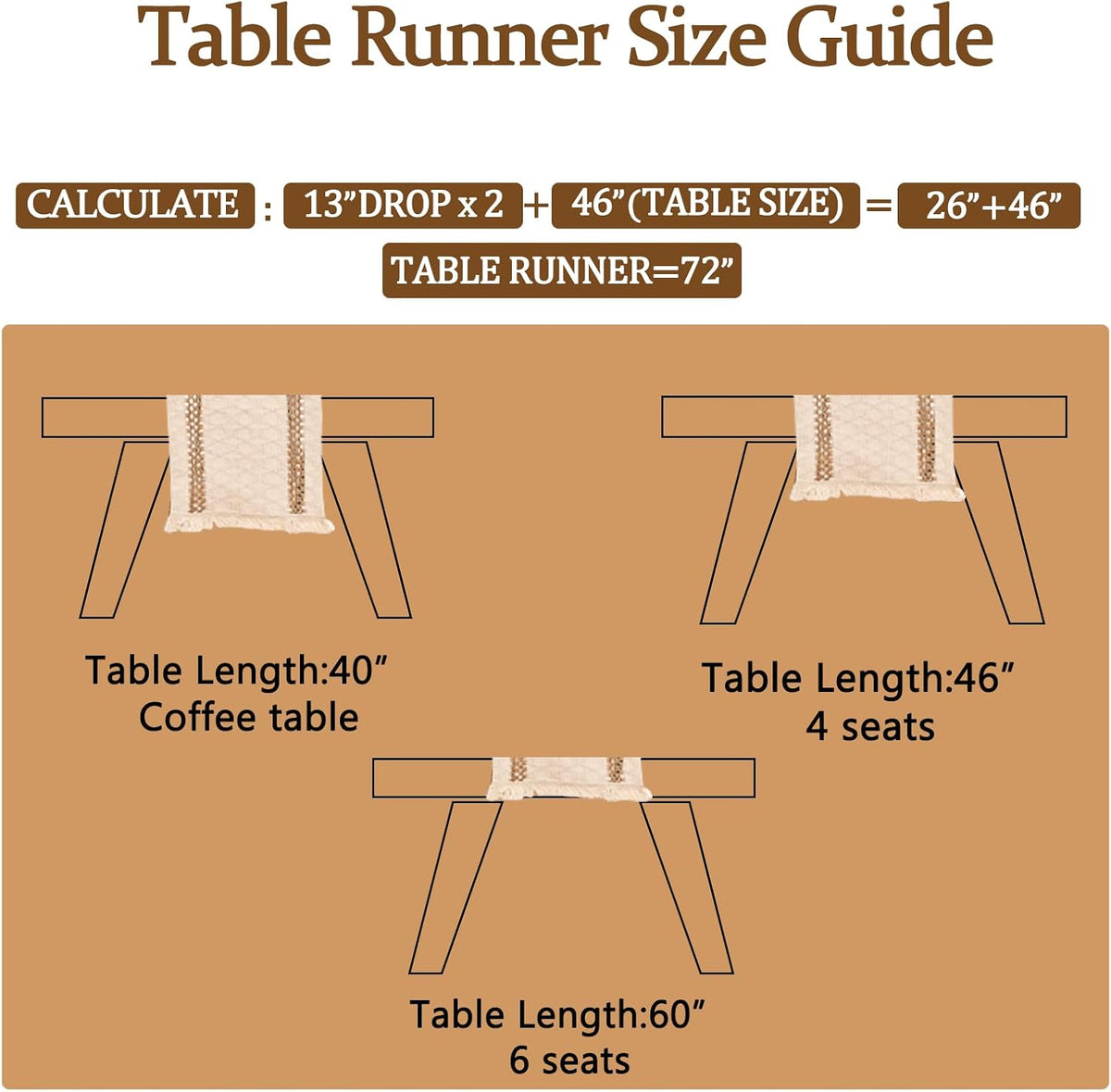Niviy Boho Table Runner for Fall Thanksgiving Home Decor 12 x 72 Inches