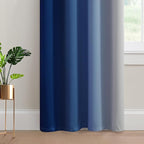 Yakamok Greyish White and Royal Blue Ombre Curtains, Light Blocking Curtains - Image 4