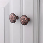 4 Pack Antique Copper Cabinet Knobs Vintage Drawer Knobs,1.4" Round Copper Kitchen Cabinet Knobs Handles for Cabinets and Drawers Vintage Dresser Knobs