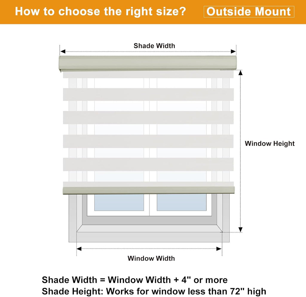 Persilux Cordless Zebra Blinds for Windows Free-Stop Roller Windows Shades Dual Layer Light Control for Day and Night, Light Filtering Sheer Shades for Home (34" W X 64" H, Cream)