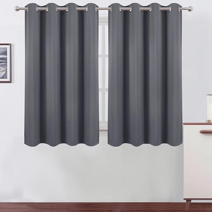 LEMOMO Blackout Curtains 66 x 54 Inch Long Grey Curtains Set of 2 Panels Room by Lemomo