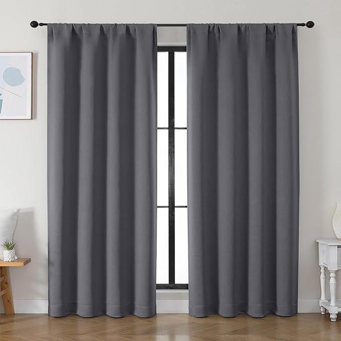 Simplebrand Ava Grey Blackout Curtains by Simplebrand