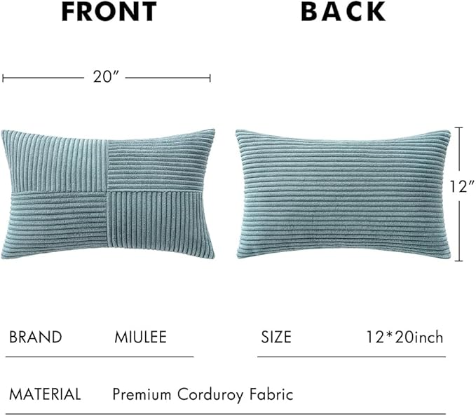 MIULEE Sky Blue Decorative Lumbar Throw Pillow Covers 12x20 Inch - Image 6