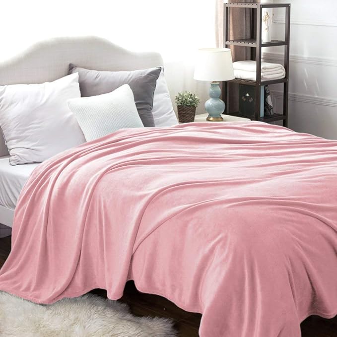 Bedsure GentleSoft Fleece Blankets King Size Pink - Image 2