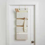 3 Sprouts Over Door Organizer, 4 Pockets, Hooks Included, Terrazzo Cream