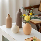 Modern Ceramic Vase Set, Neutral Colors, Decorative Vases for Home Shelf Decor, 4 Piece Collection, Happy Birthday Gifts for Women Mom Her Friend Sister Wife Grandma, Self Care Gift (Coffee Mix set 4)