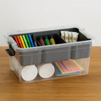 Superio Small Storage Container Organizing Bin with Removable Tray Plastic Tools, Sewing, Crafts Box, 3.5 Qt, 2 Pack