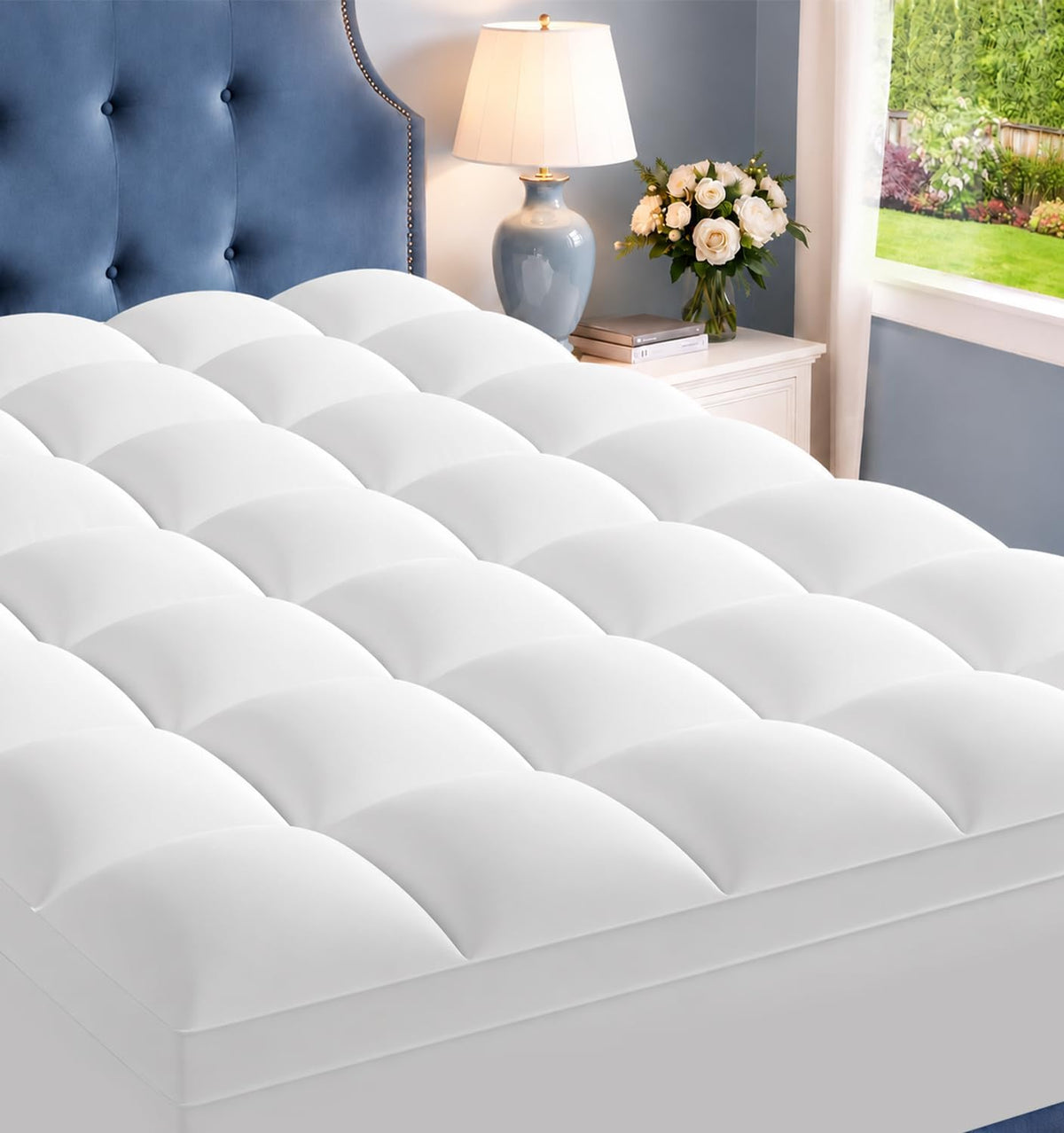 ELEMUSE Queen Mattress Topper, Extra Thick Pillow Top Mattress Pad Cover