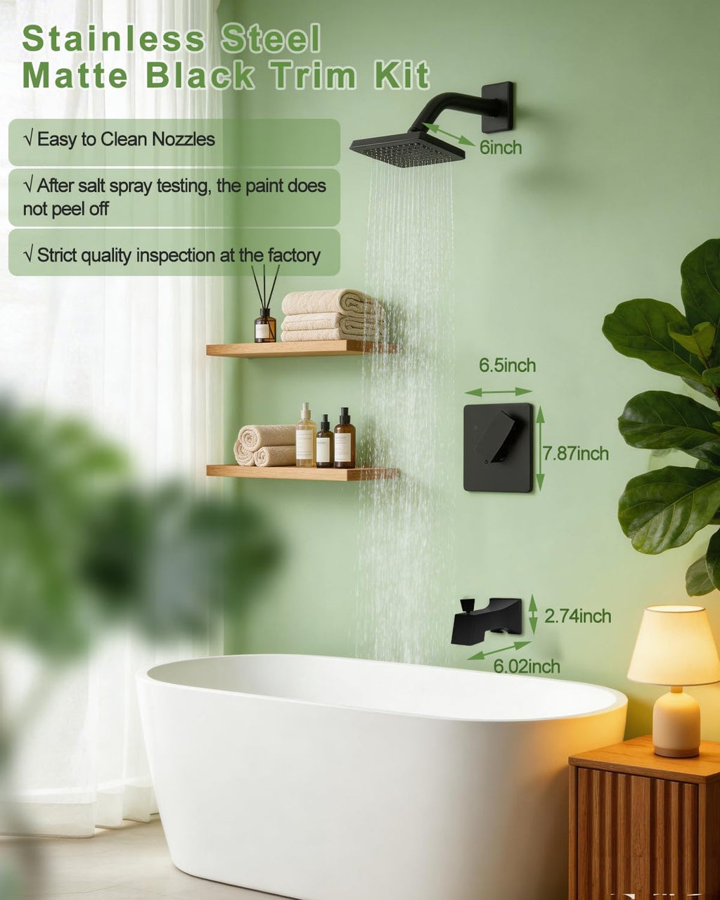 Replacement for Delta Shower Trim Kit 14 Series, 6-Inch Black Shower Head and Handle Set, Includes R10000-UNBXHF Valve and RP46074 Cartridge, Matte Black(with Cartridge and Valve)