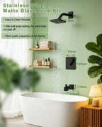 Replacement for Delta Shower Trim Kit 14 Series, 6-Inch Black Shower Head and Handle Set, Includes R10000-UNBXHF Valve and RP46074 Cartridge, Matte Black(with Cartridge and Valve)