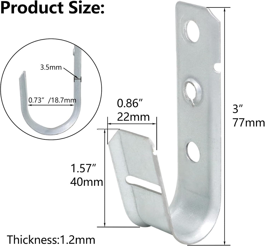 25 Pack 3/4" Heavy Duty Cable Support J Hooks, Cable and Wire Support J-Hook Hangers for Wall Mounting and Attaching to Vertical Surfaces