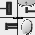 8" Wall Mounted Makeup Mirror with 1X 10X Magnification, Matte Black