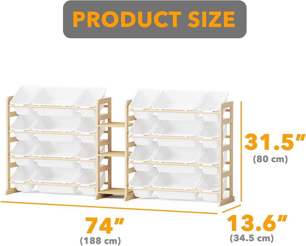 SpaceAid Large Toy Storage Organizer with 24 Bins and 3 Shelves, Toy Organizers Storage Bookshelf, Kids Bin Shelf Box Bookcase for Bedroom Playroom Organization Room Decor, White