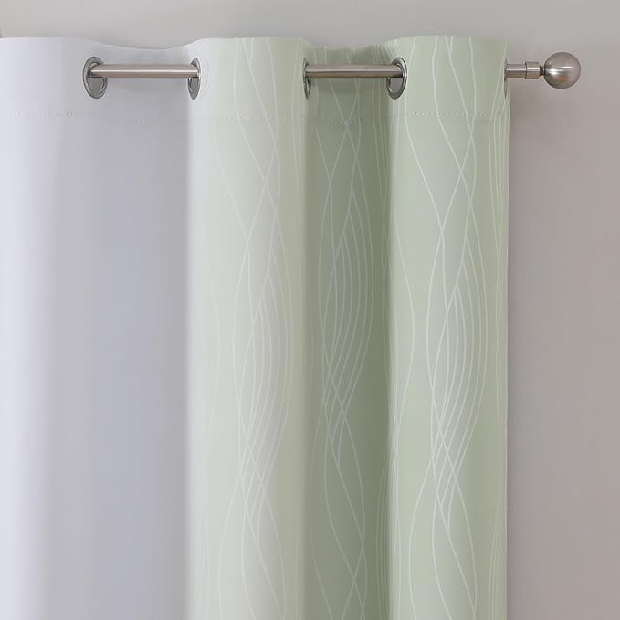 Estelar Textiler Sage Green and Greyish White Ombre Blackout Curtains 45 Inch - Image 4