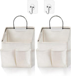 2 Pack Wall Hanging Storage Bag,Wall Hanging Organizer with Pockets, Hanging storage basket for Dormitory Bathroom Bedroom (Grey-upgraded)