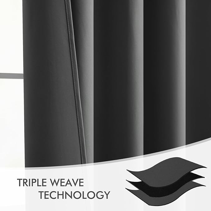 MIULEE Back Tab Grey Blackout Curtains 90 Inch Long 2 Panels Set - Image 7