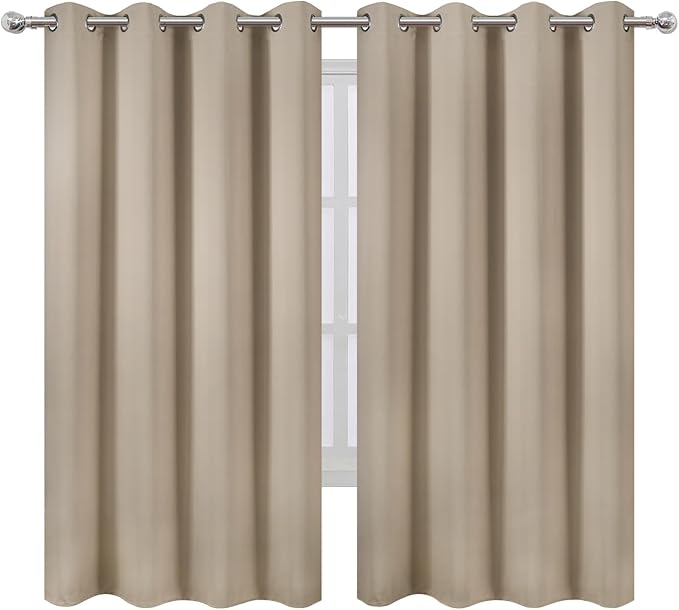 LEMOMO Khaki Blackout Curtains 52 x 63 Inch Length/Set of 2 Curtain - Image 2