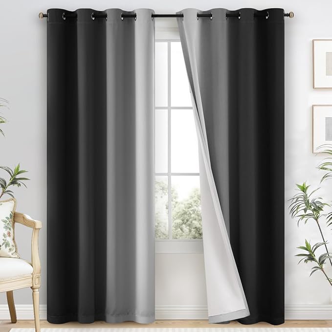 Yakamok 100% Blackout Curtains 84 Inch Length 2 Layers, Light Blocking Thermal by Yakamok