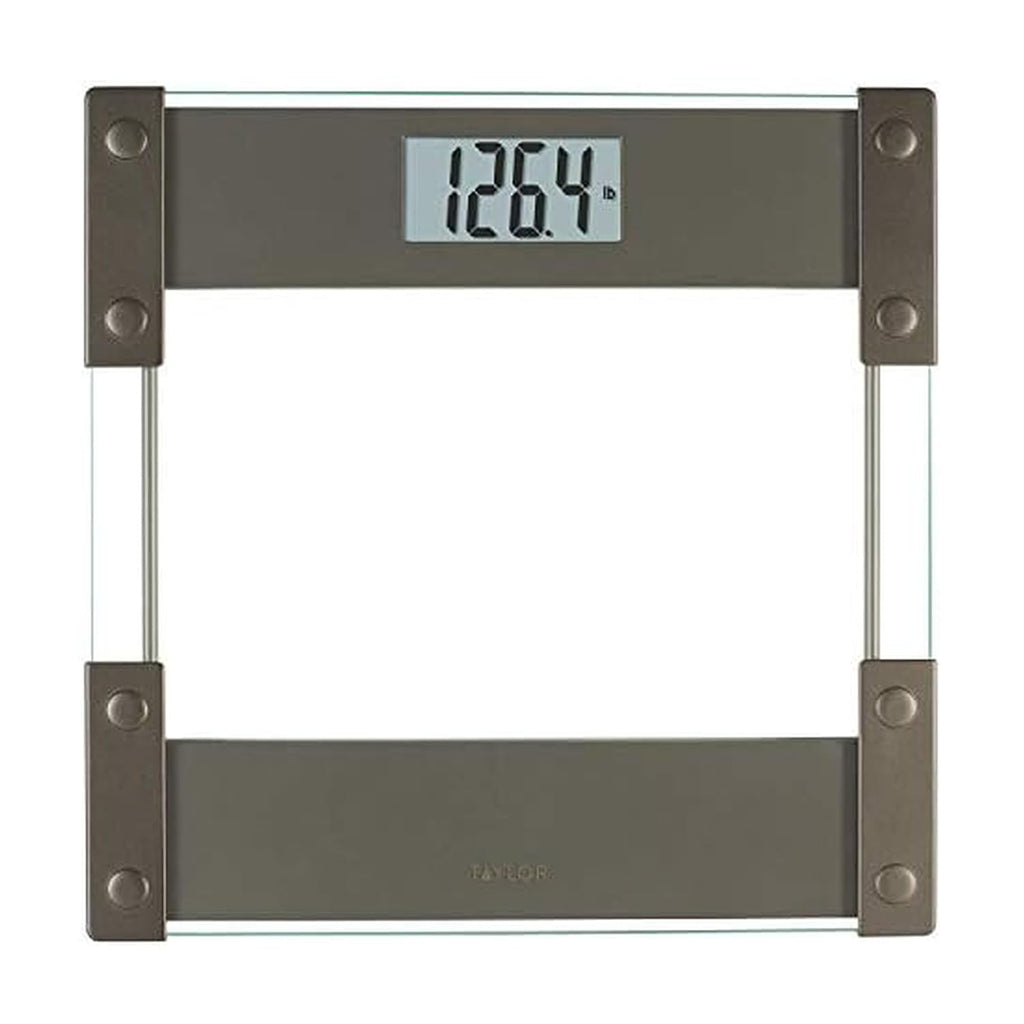 Taylor Digital Bathroom Scale, 440 lb Cap, Red LED, Anti-Slip, Black