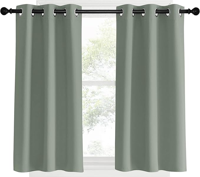 NICETOWN Bedroom Curtain Panels Blackout Draperies, Sage Green, 1 Pair - Image 2