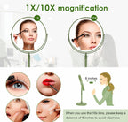 DEIOVWXS Makeup Mirror, Rechargeable Vanity Mirror with 3 Lights, 1X/10X