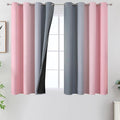 Pink and Grey Blackout Curtains 45 inches Long, Ombre Full Room Darkening by ESTELARTEXTILER