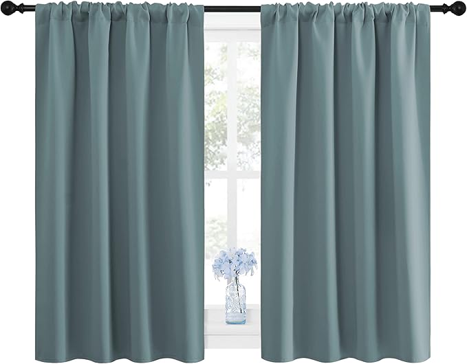 NICETOWN Greyish Blue Blackout Curtains Panels - Image 2