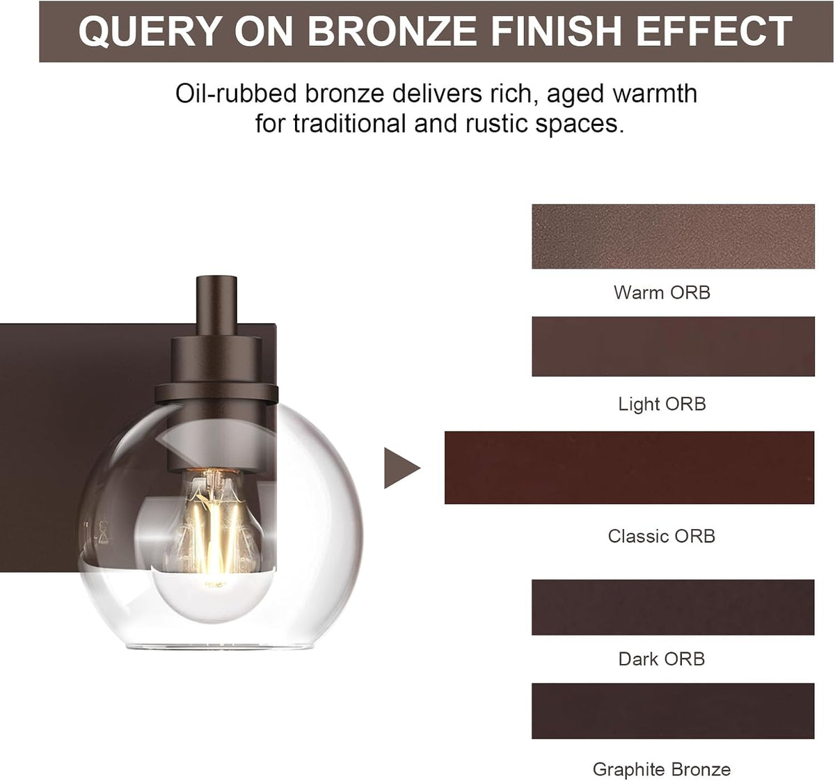 IZORRO Bathroom Light Fixtures, 3-Light Oil Rubbed Bronze Vanity Light, Modern Wall Sconces with Globe Clear Glass Shade, Vanity Lighting Fixtures Over Mirror,E26 Bulb Socket