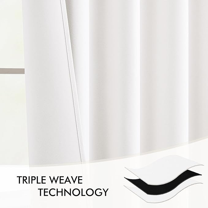 MIULEE Pure White Back Tab Blackout Curtains 102 Inch Long 2 Panels Set - Image 7
