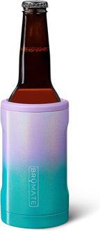 BrüMate Hopsulator Bott'l Insulated Bottle Cooler for Standard 12oz Glass Bottles | Glass Bottle Insulated Stainless Steel Drink Holder for Beer and Soda (Glitter Rose Gold)