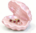 Pink Seashell Jewelry Dish, Ceramic Ring Holder, Coastal Pink Room Decor
