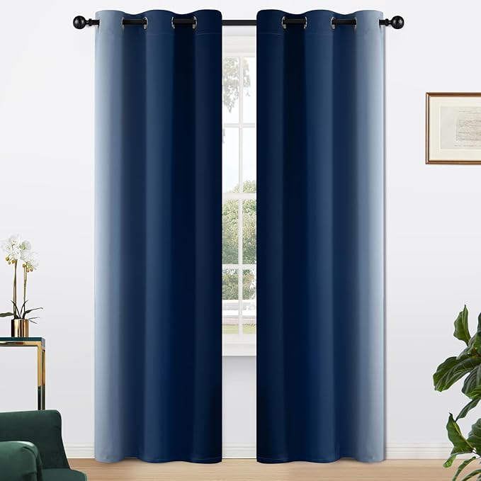 Yakamok Light Blocking Ombre Curtains, Room Darkening Grommet Window Drapes - Image 2