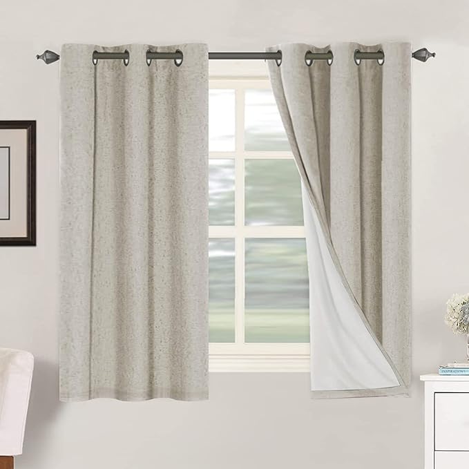 H.VERSAILTEX Primitive Linen Curtains 100% Blackout Curtain Drapes Burlap by HVERSAILTEX
