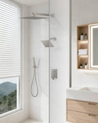 Rain Shower System 12"&6" Shower Heads Wall Mount Shower Faucet Set