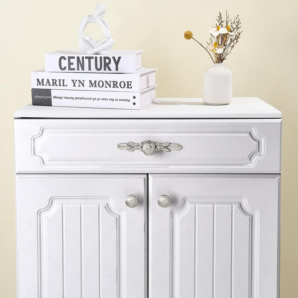 5Set Cabinet Hardware,Brushed Nickel Drawer Knobs & Back plate for Kitchen
